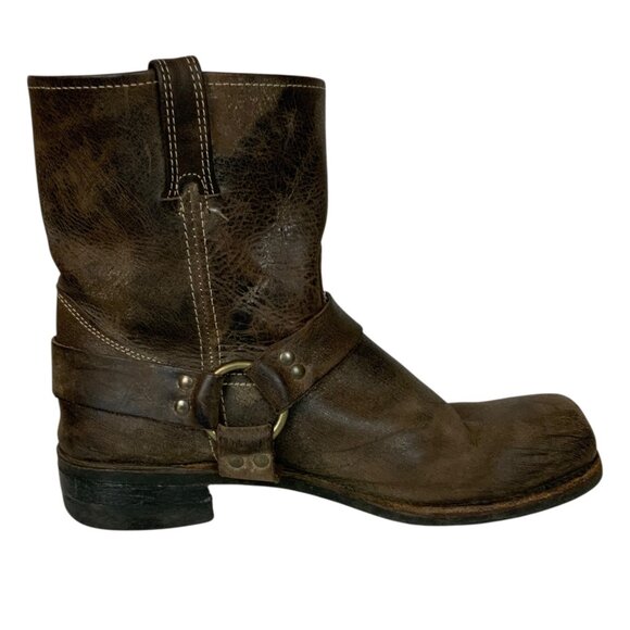 Frye Mens Harness Biker Engineer Boots Size 13 Distressed Brown Leather - Picture 7 of 13